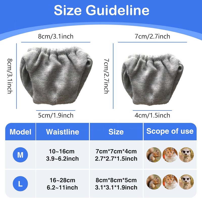 hokable 2PCS Small Pet Diapers,Adjustable Sugar Glider Diapers Climbing Diapers,Washable,Specially Designed for Use on Pet Squirrels Small Medium Guinea Pig. (Grey, S) - Image 2